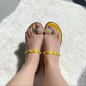 Pearl Pineapple pearl strap sandals Nov sale